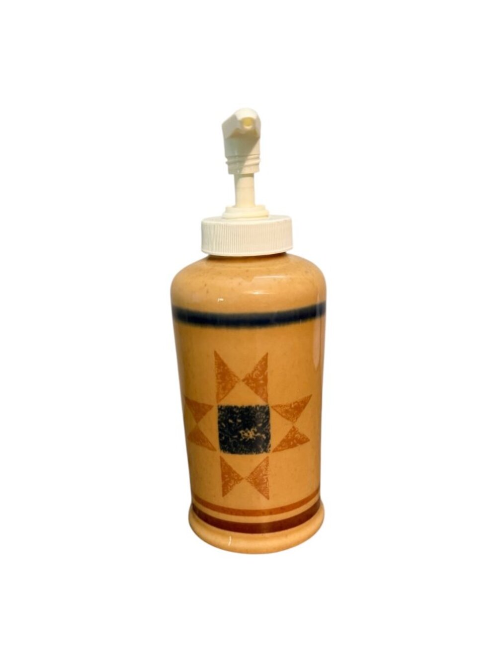 Pfaltzgraff Folk Art Stoneware Soap Lotion Dispenser Pump Vintage USA